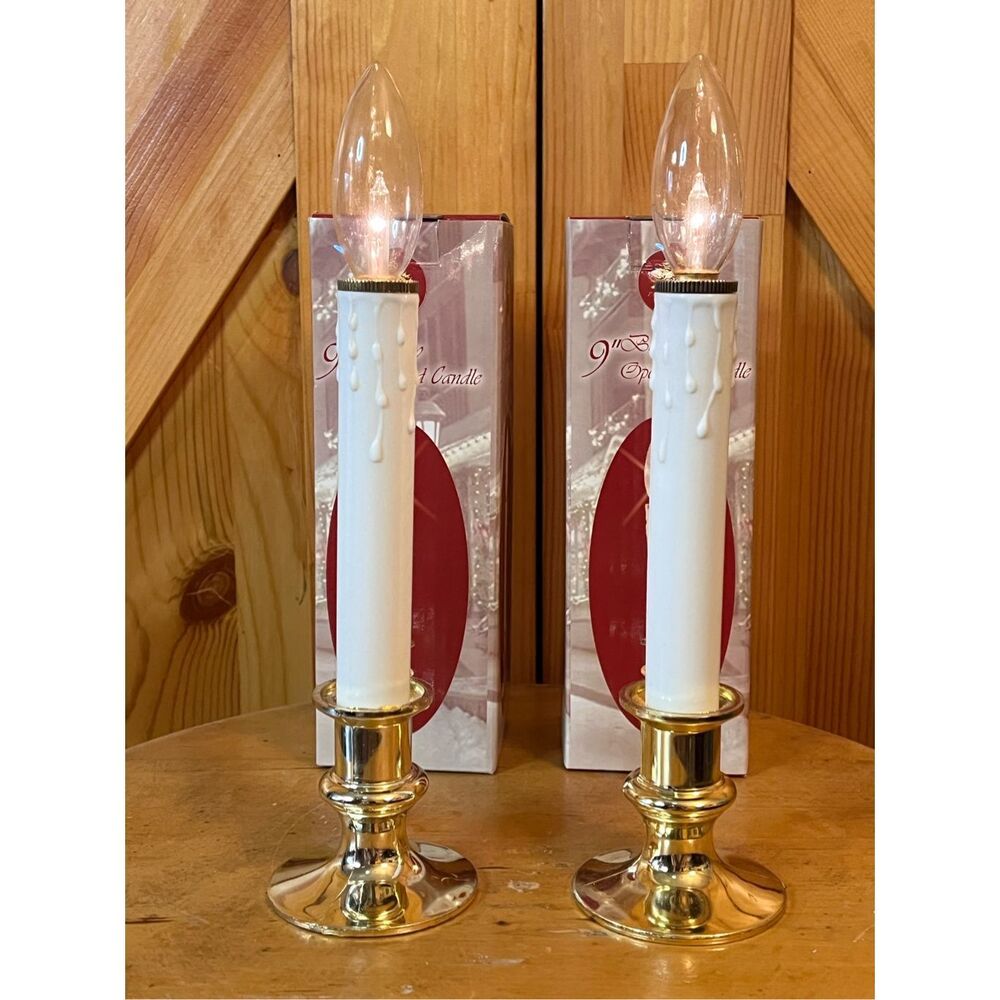 Enchanted forest, 9 inch battery operated candles lot of two (7560)